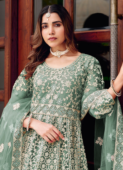 Buy Green Designer Anarkalis for Women & Girls Online