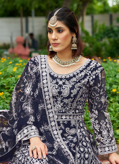 Buy Navy Blue Anarkali Suit In Canada