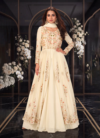 Buy Ivory Slit Style Anarkali Lehenga In New Zealand