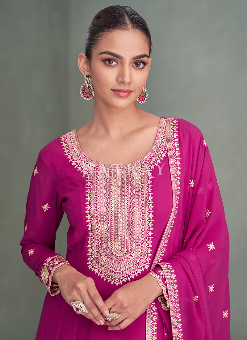 Buy Beautiful Rani Pink Anarkali Suit In USA