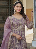 Buy Purple Front Slit Style Anarkali Suit In USA