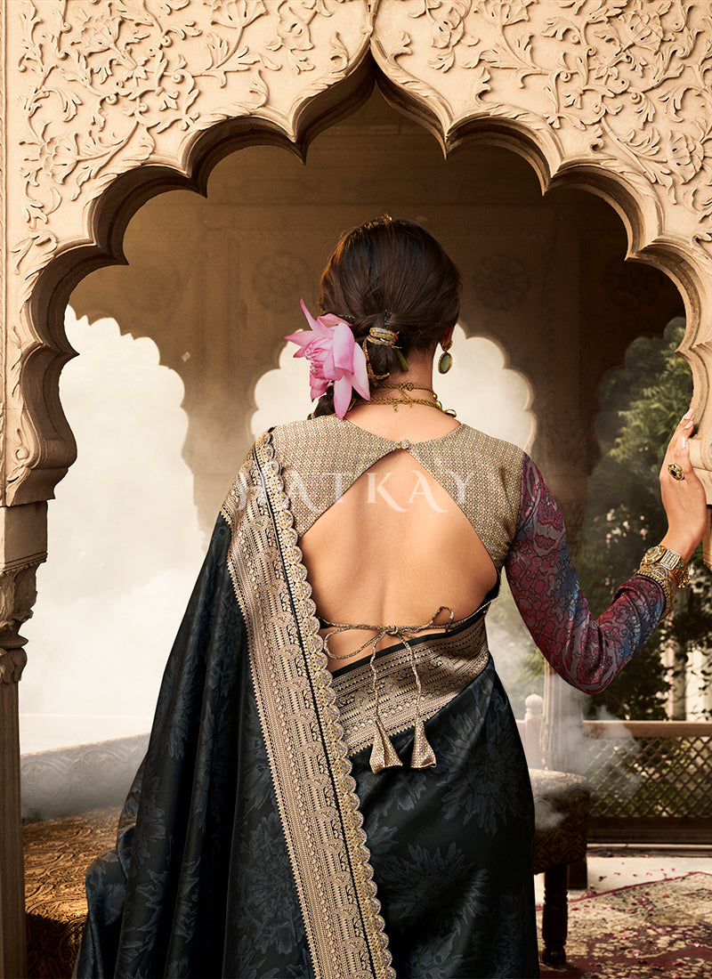 Buy Traditional Black Silk Saree In UK