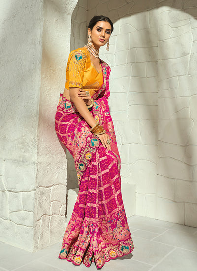 Shop Magenta Embroidered Saree In Australia
