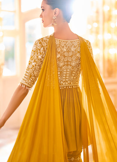 Buy Mustard Yellow Peplum Gharara Set In Singapor