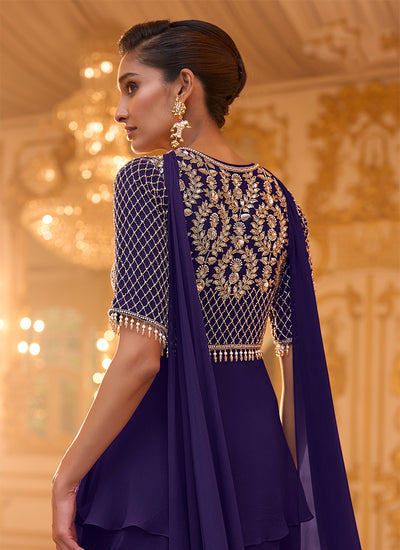 Buy Violet Peplum Palazzo Suit In Australia
