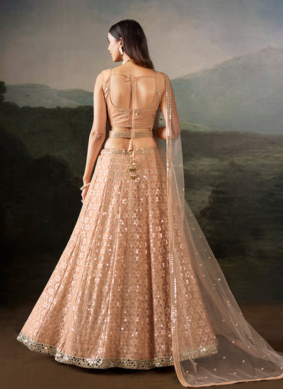 Buy Light Peach Lehenga Set In USA