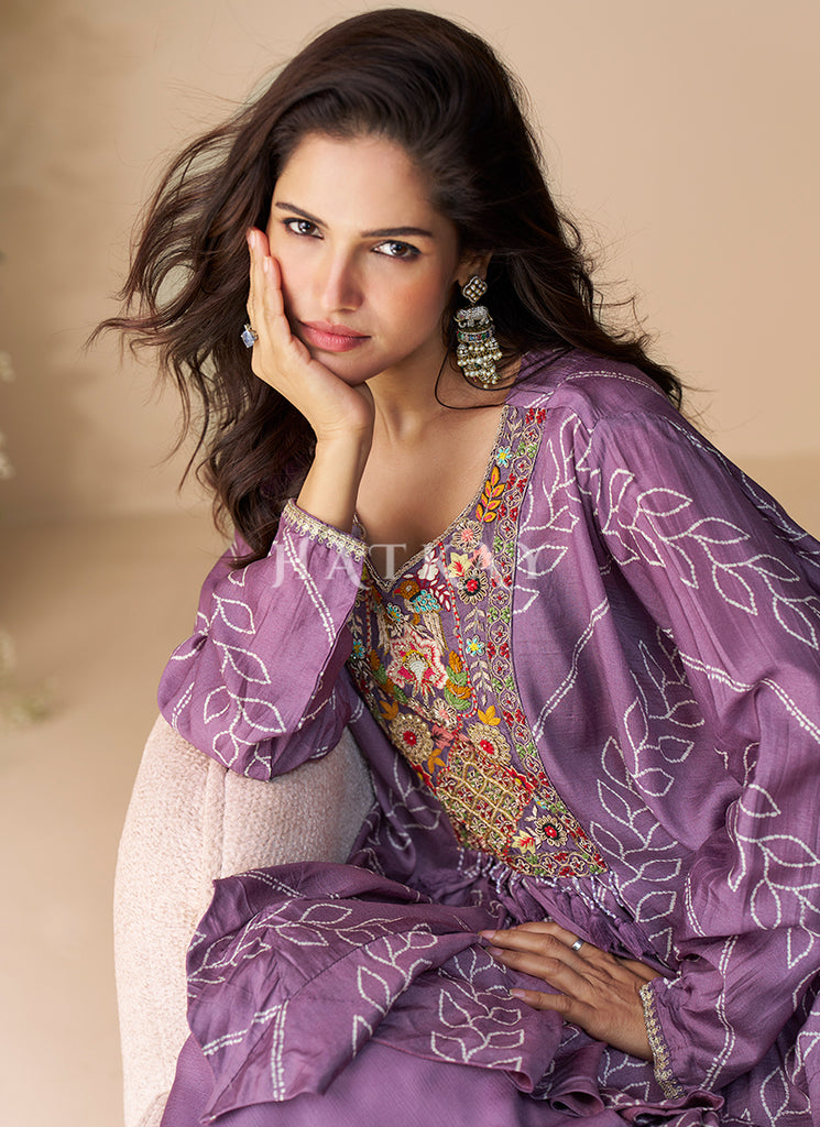 Buy Lavender Palazzo Suit In USA