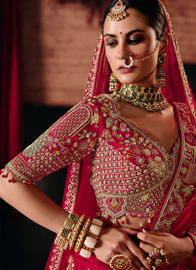 Buy Red Multi Embroidered Lehenga Choli In Australia