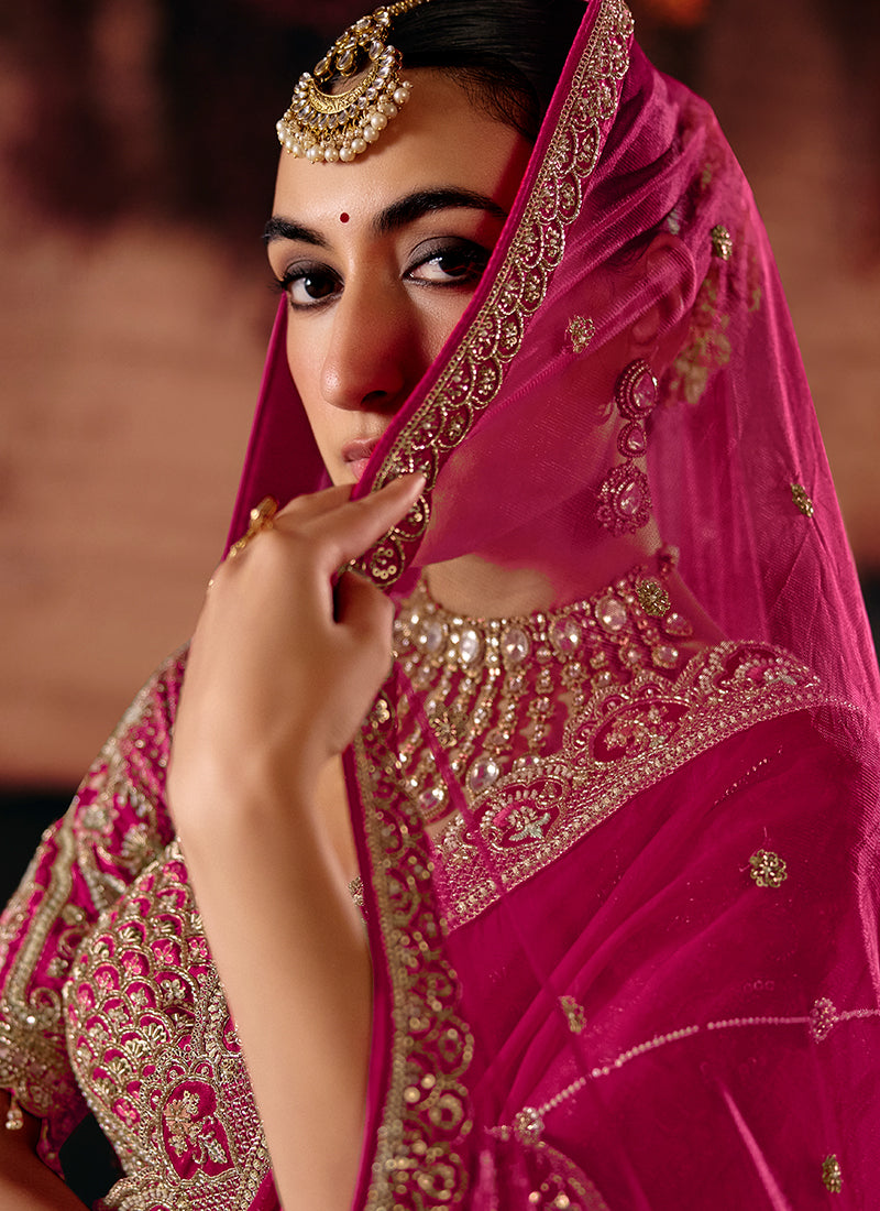 Shop Magenta Silk Lehenga Choli Online At Hatkay