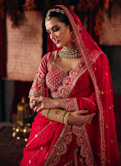 Buy Crimson Red Lehenga Choli In Canada