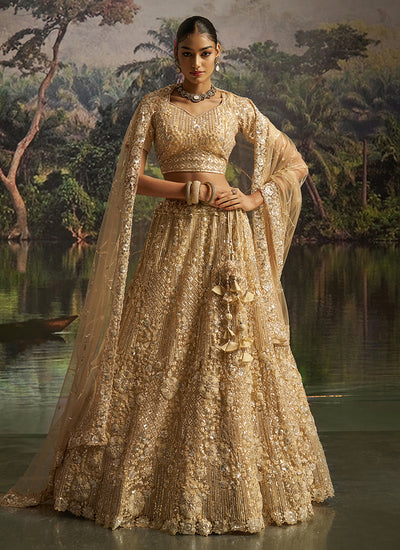 Golden Lehengas - Buy Latest Lehenga choli For Weddings