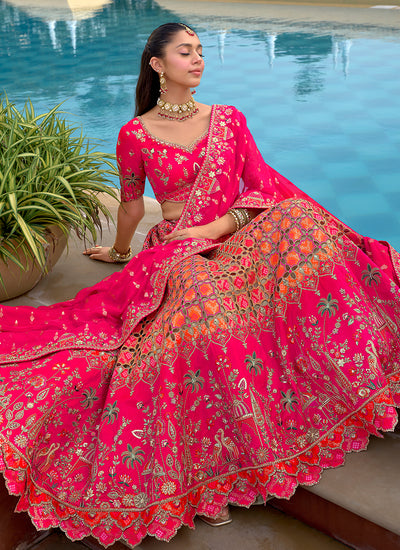 Buy Magenta And Orange Bridal Lehenga Choli In Canada