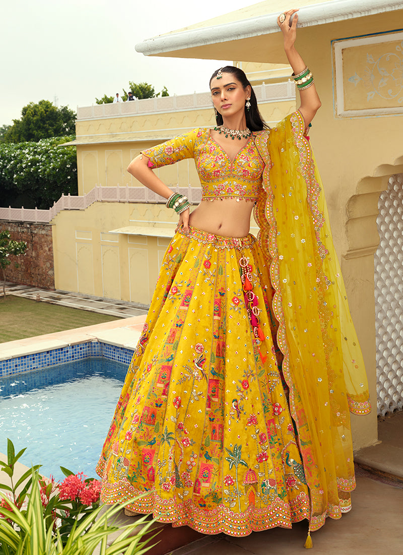 Shop Golden Yellow Bridal Lahenda Choli In UK