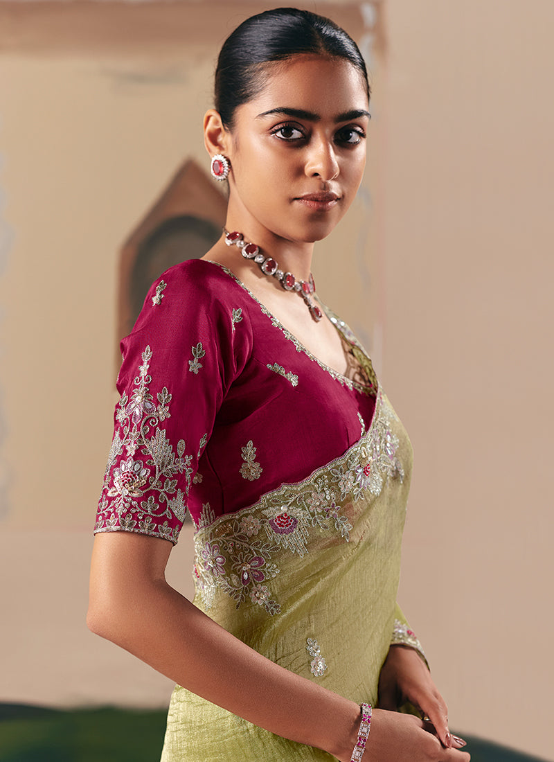 Buy Green Traditional Saree At Hatkay