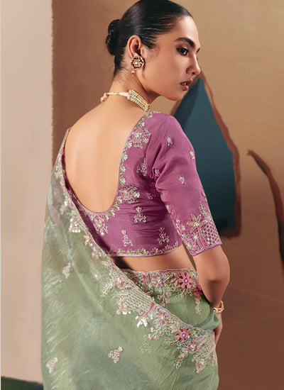 Buy Green Ready To Wear Sari In Germany