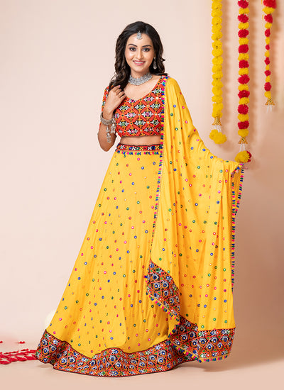 Yellow Multi Embroidered Chaniya Choli