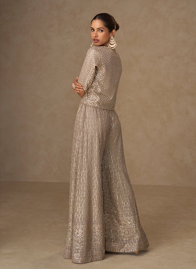 Buy Copper Beige Jacket Style Palazzo Suit In Canada