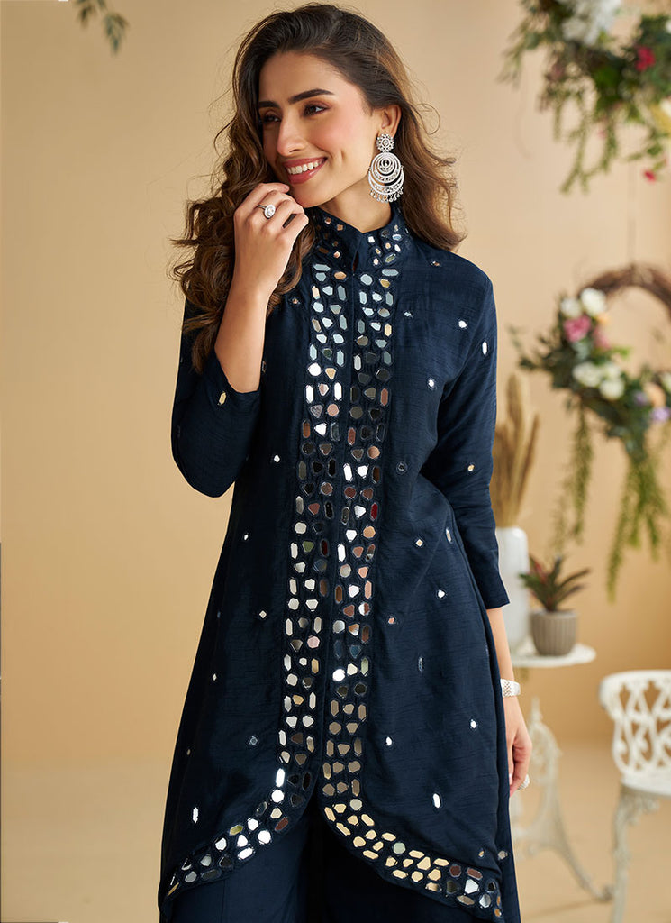Buy Navy Blue Mirror Work Co-Ord Set In Australia