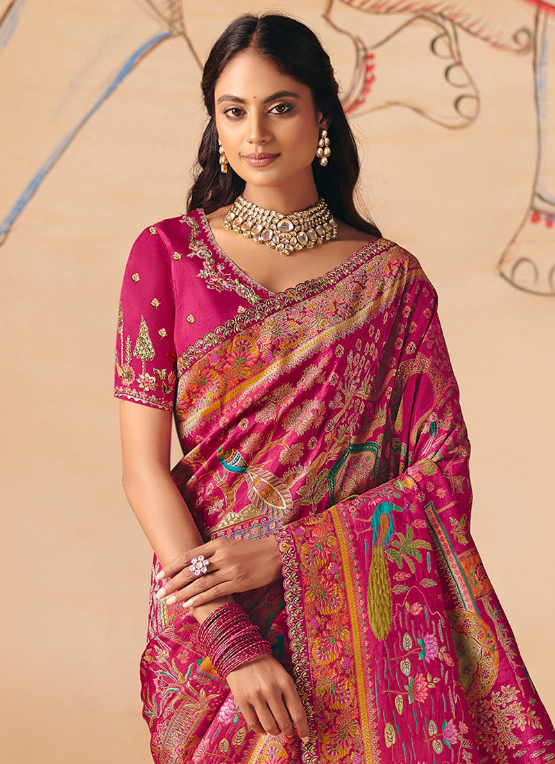 Buy Dark Pink Bollywood Saree