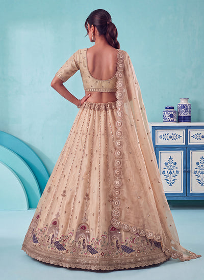 Buy Cream Beige Silk Lehenga Choli In Canada