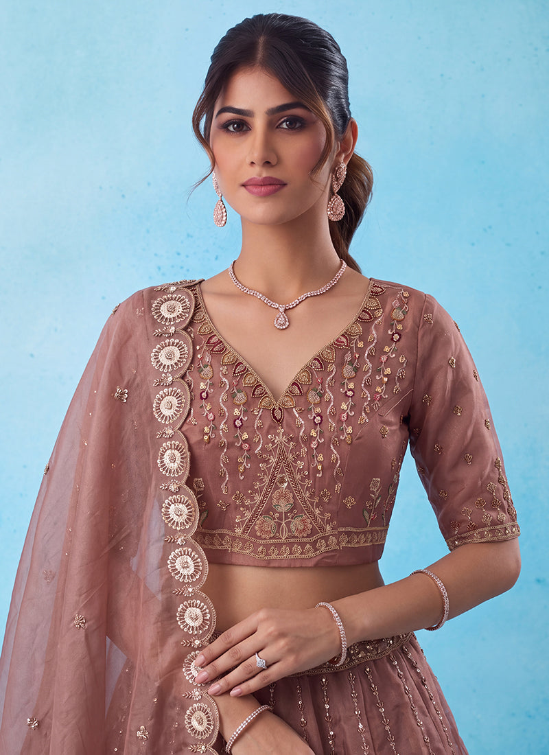 Buy Deep Rose Silk Lehenga Choli Online In UK