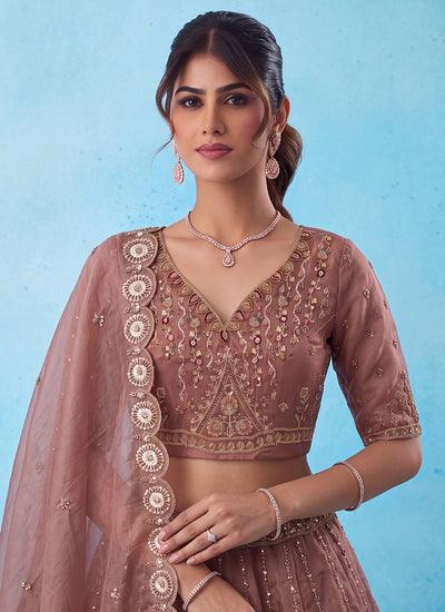 Buy Deep Rose Silk Lehenga Choli Online In UK