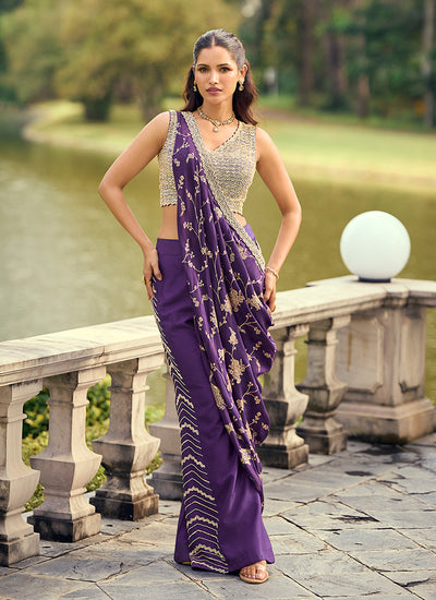 Shop Purple Silk Palazzo Suit In Australia