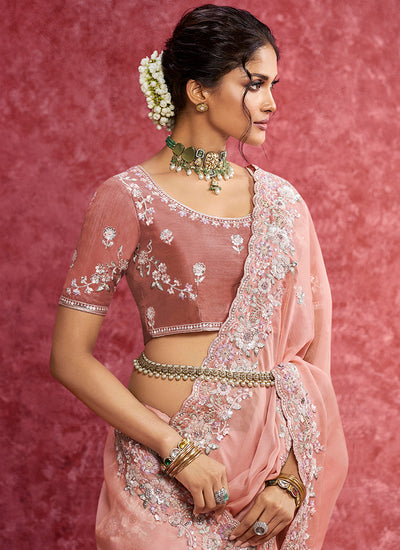 Buy Peach Sari In Canada