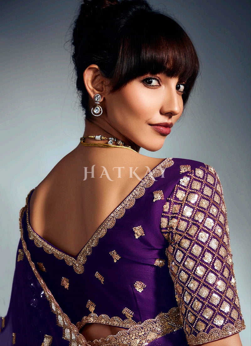 Buy Violet Sari At Hatkay