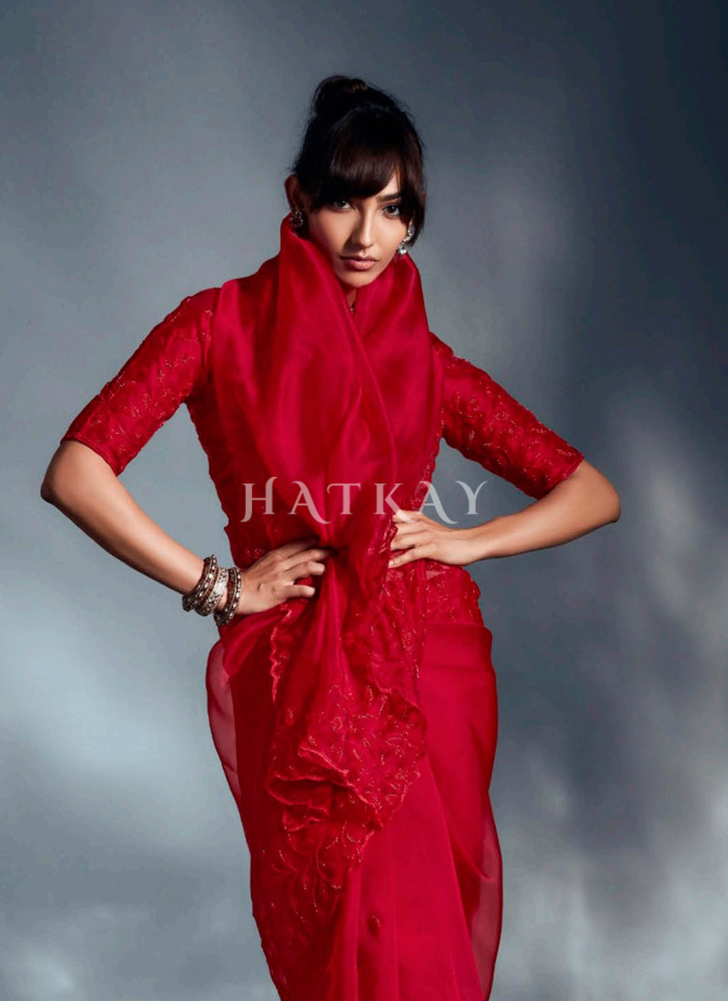 Buy Red Bridal Sarees At Hatkay