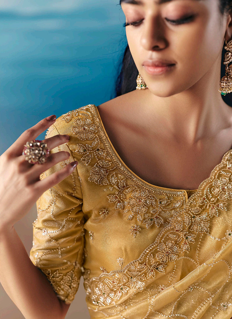 Butter Yellow Bollywood Saree