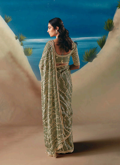 Green Partywear Saree Online