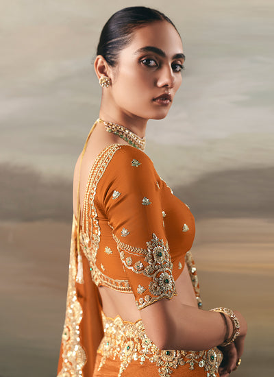 Shop Orange Saree Online