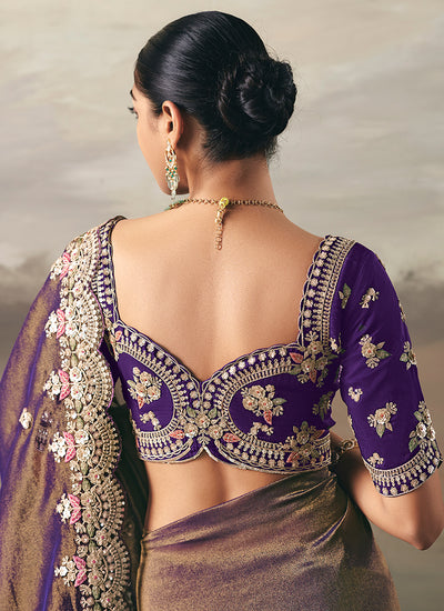 Buy Purple Wedding Saree In France