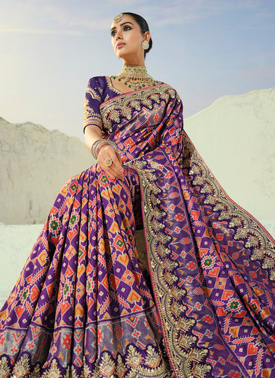 Shop Rich Purple Patola Saree Online In UAE