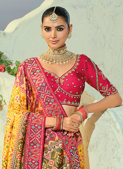 Buy Yellow Embroidered Patola Sari UAE