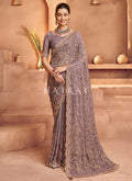 Mauve Purple Embroidered Sari