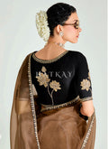 Black And Brown Designer Silk Sari