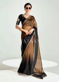 Black And Brown Embroidered Shaded Silk Sari