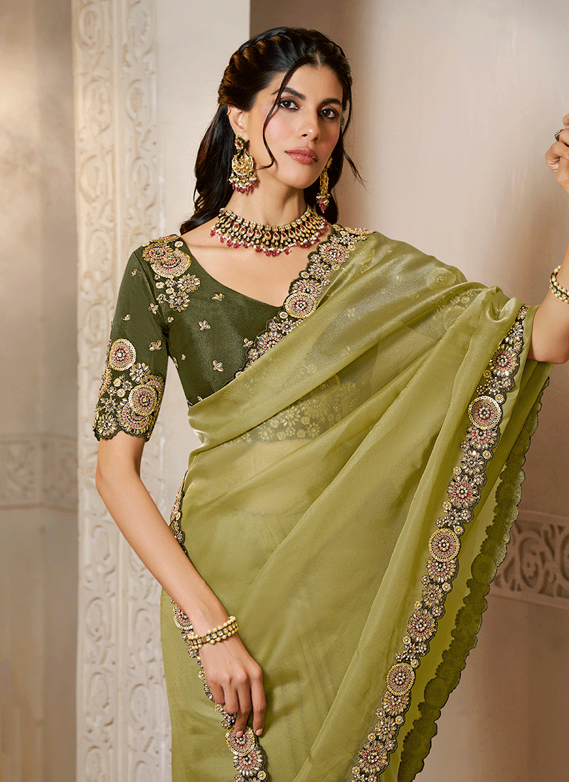 Buy Green Bridesmaid Saree Online