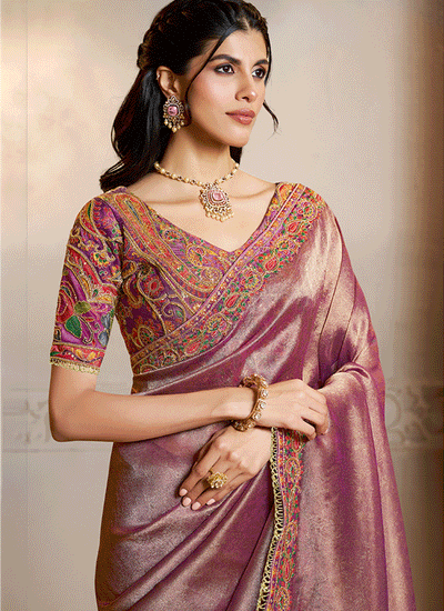 Buy Mauve Purple Sari In USA