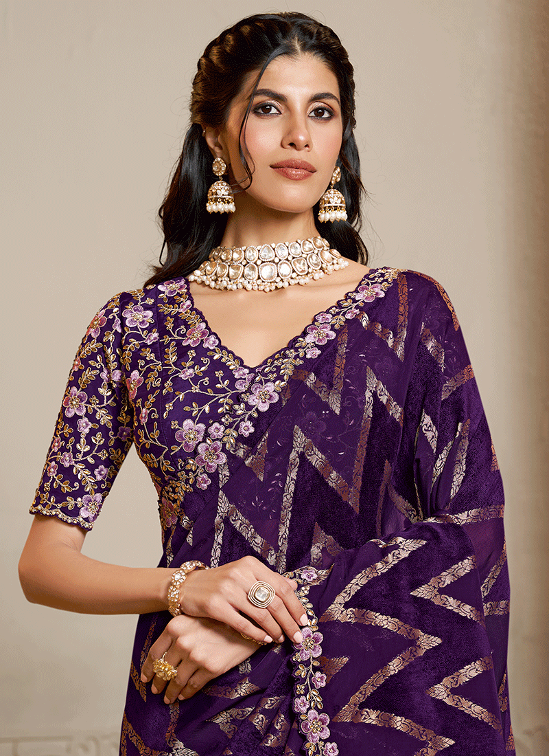 Shp Purple Sarees Online At Hatkay.com