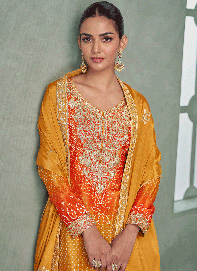 Yellow And Orange Gharara Suit Online