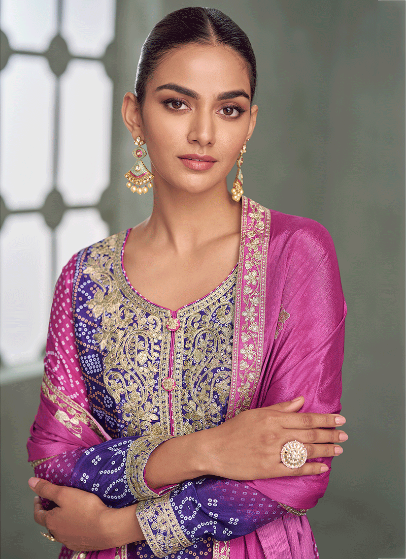 Shop Pink And Purple Gharara Suit Online