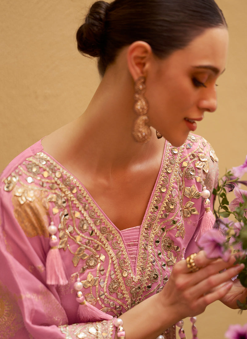 Pink Kaftan And Gharara Set Online At Hatkay