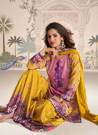 Shop Yellow Mehendi Gharara Suit Online