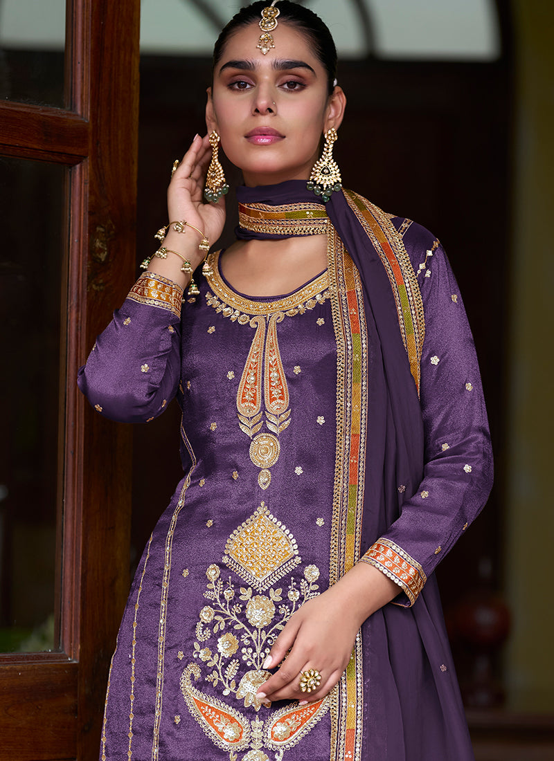 Buy Purple Gharara Set Online In USA