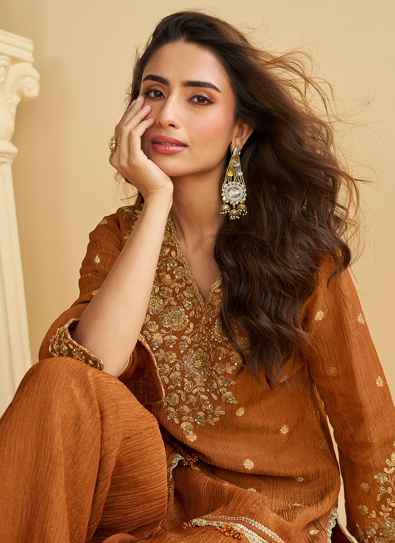 Shop Stylish Brown Gharara Suit Online