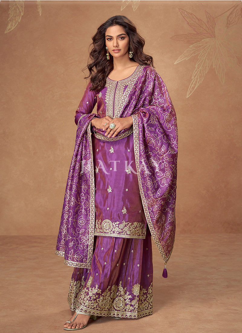 Buy Purple Gharara Suit Online