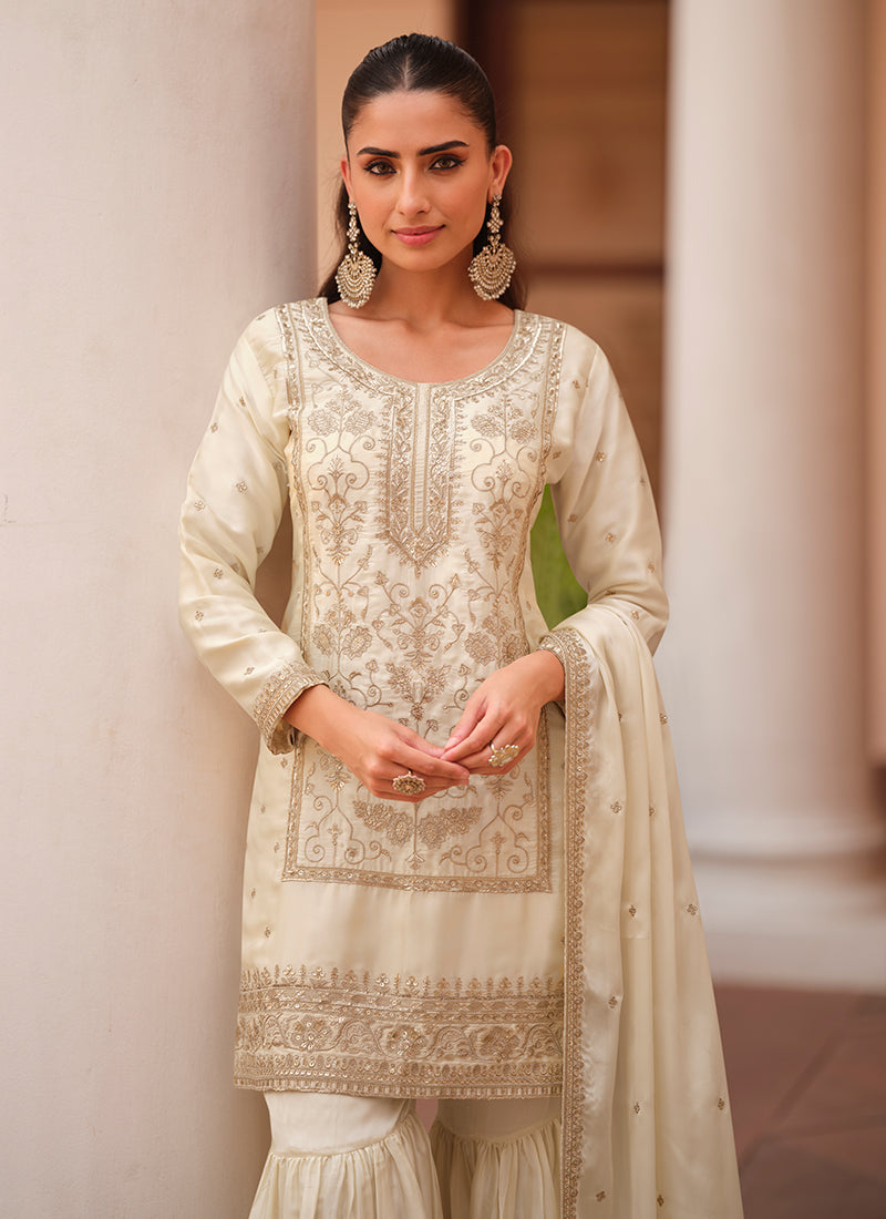 Shop Off White Gharara Suit In Australia